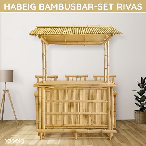 habeig 4tlg. Bar Rivas Bambus Theke Tresen Barhocker Outdoor Bambusbar - 2