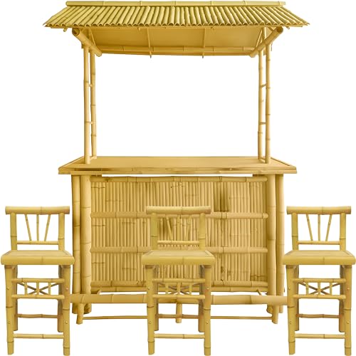 habeig 4tlg. Bar Rivas Bambus Theke Tresen Barhocker Outdoor Bambusbar - 7