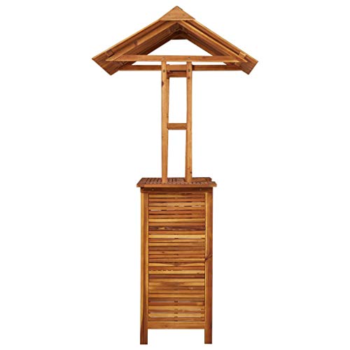 Festnight Outdoor-Bartisch mit Dach 122×106×217 cm Akazie Massivholz Tisch Holztisch - 3