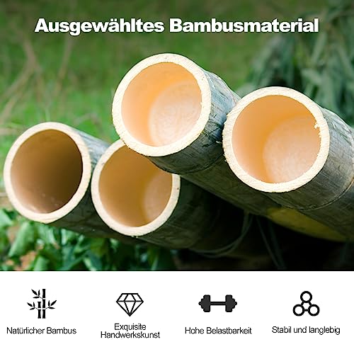 COSTWAY 2er Set Barhocker Klappbar, Barstuhl Bambus mit Fußstütze, Küchenstuhl Sitzhöhe 61 cm, Tresenhocker Bistrohocker für Küche Haus Garten Bar, Natur (2 Stühle ohne Lehne) - 7