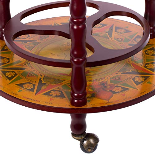 Edler Barwagen 36001, mit massiven Eukalyptusholz Säulen, geöffnet 103 cm hoch und 47 cm breit, antike Weltkugel Globusbar, Bartisch, Hausbar, Barwagen, Weltkugel, Cocktailbar, Dekobar, Tischbar - 2