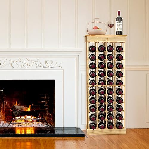 GIANTEX Weinregal 44 Flaschen Wein, Flaschenregal natürlich Holz unbehandelt - 3