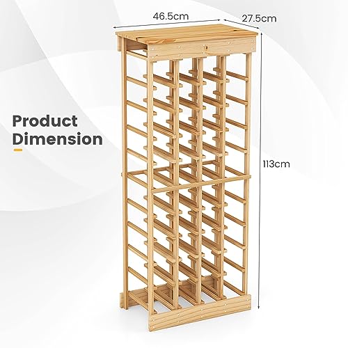 GIANTEX Weinregal 44 Flaschen Wein, Flaschenregal natürlich Holz unbehandelt - 7