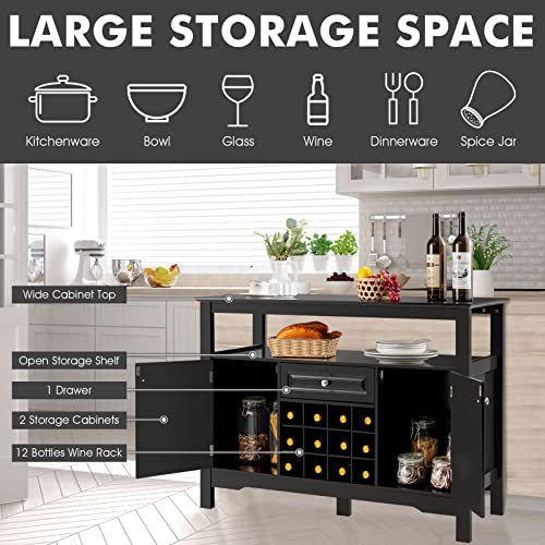 GIANTEX Flaschenhalter aus Holz, 2 Ablagen, 12 Flaschen, Weinregal - 4