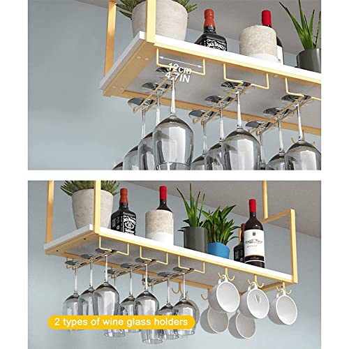 DSVONAUS Deckenregal Decken Weinregal , Eisen Massivholz Deckenregal Regale Stemware Holder , Für Bars/Restaurants/Küchen Lagerregal & Regale , 3 Größen/Schwarz (140 * 30 * 60cm) - 4