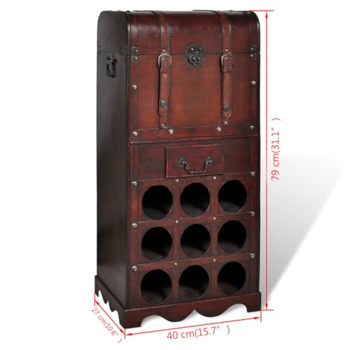 vidaXL Holz Flaschenregal 9 Flaschen Truhe Weinregal Weinständer Weinschrank - 7