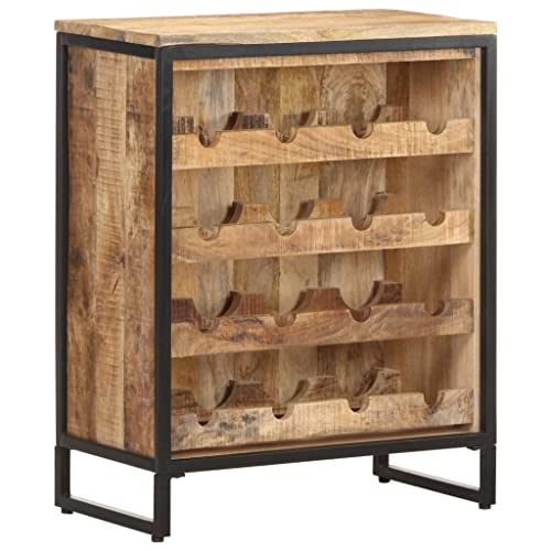 vidaXL Raues Mangoholz Weinschrank für 16 Flaschen Weinregal Flaschenregal Weinständer Flaschenständer Flaschenhalter Regal 62x33x78,5cm - 7