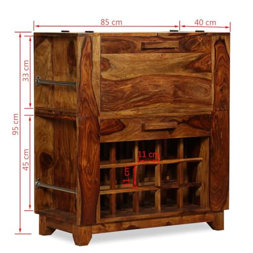 vidaXL Sheesham Holz Massiv Barschrank für 15 Flaschen Weinschrank Weinregal - 2