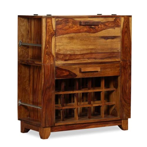vidaXL Sheesham Holz Massiv Barschrank für 15 Flaschen Weinschrank Weinregal - 9