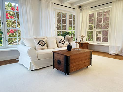 Uncle Joe´s Couchtisch XL dunkel Truhentisch Truhe im Vintage Shabby chic Style aus Massiv-Holz in braun mit Stauraum und Deckel Holzkiste Beistelltisch Landhaus Wohnzimmertisch Holztisch nussbaum - 6