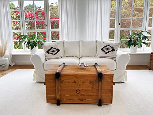 Uncle Joe´s Truhe Roosevelt Couchtisch Truhentisch im Vintage Shabby chic Style aus Massiv-Holz in braun mit Stauraum und Deckel Holzkiste Beistelltisch Landhaus Wohnzimmertisch Holztisch nussbaum - 4