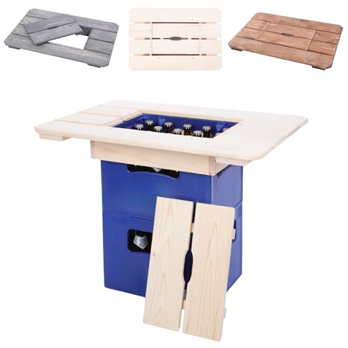 Modo24 Tischaufsatz Getränkekasten Bierkasten Holztisch Stehtisch Biertisch Farben 79×56 (Grau) - 9