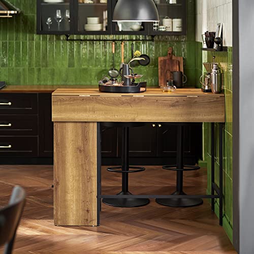 SoBuy FWT98-PF Bartisch Esstisch mit erweiterbarer Arbeitsfläche Hochtisch Balkontisch Küchentisch Bistrotisch Stehtisch Bartresen Balkontisch im Industrie-Design BHT ca.: 120x95x(45+18) cm - 4