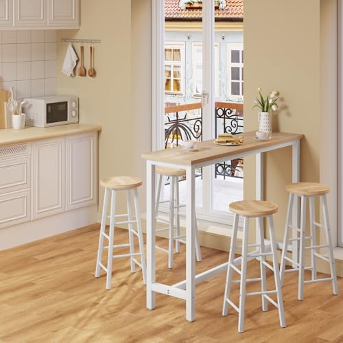 WOLTU BT30hei+BH130hei-2 1x Bartisch + 2X Barhocker Set Bistrotisch Stehtisch - 2