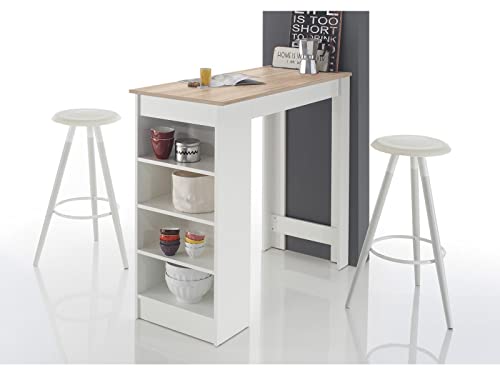 möbelando Bartisch Esstisch Tresentisch Küchentisch Bistrotisch Tisch Rosalyn I Sonoma-Eiche/Weiß - 3