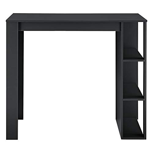 [en.casa] Bartisch mit integrierter Hausbar 120x60x106cm Tresentisch mit 3 Ablageflächen Stehtisch Bartheke mit 3 Fächern Küchentheke Tresen Schwarz - 4