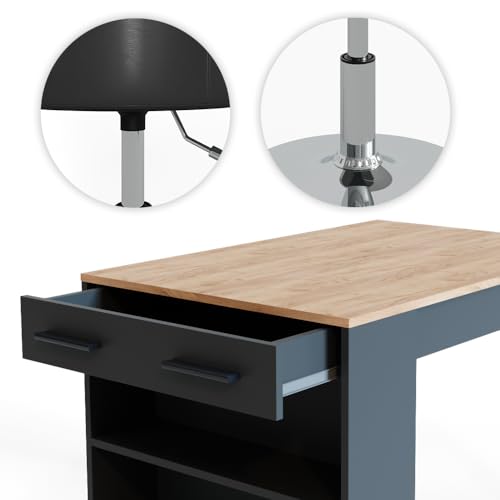 Vicco Bartisch Set Repose, Anthrazit/Goldkraft Eiche mit 2 Barhockern - 6