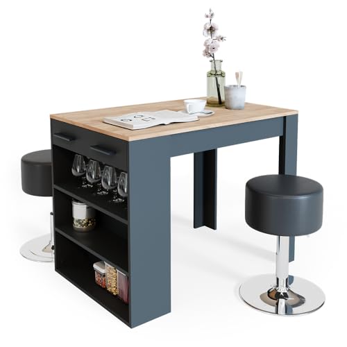 Vicco Bartisch Set Repose, Anthrazit/Goldkraft Eiche mit 2 Barhockern - 7