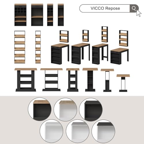 Vicco Bartisch Set Repose, Anthrazit/Goldkraft Eiche mit 2 Barhockern - 8