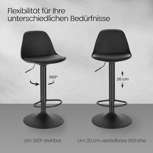 EUGAD 0651BY-1 Barhocker 1x Tresenhocker mit Rückenlehne 360° Drehbar - 3