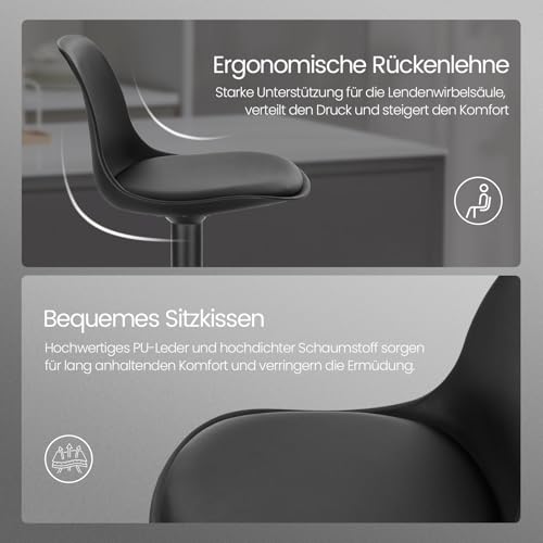 EUGAD 0651BY-1 Barhocker 1x Tresenhocker mit Rückenlehne 360° Drehbar - 5