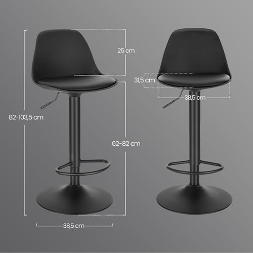 EUGAD 0651BY-1 Barhocker 1x Tresenhocker mit Rückenlehne 360° Drehbar - 7