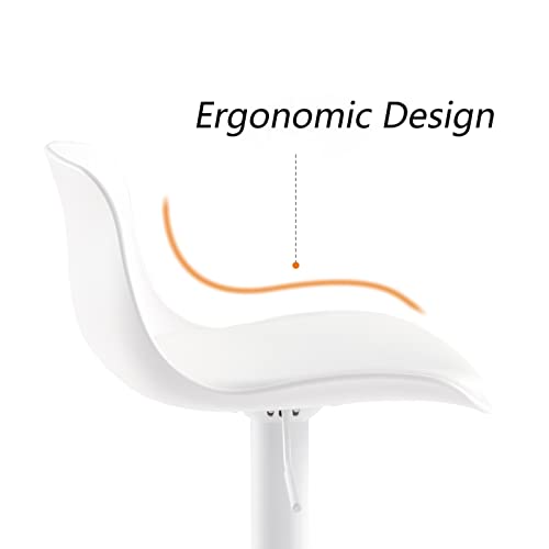 YOUTASTE Barhocker mit Lehne 2er Set, Barhocker Höhenverstellbar und Drehbar, Barstuhl mit Leicht Gepolsterten Sitzfläche, for Küche, Esszimmer, Theken (Weiß) - 6