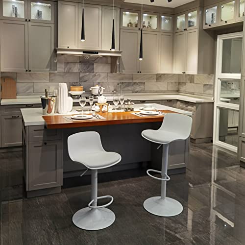 YOUTASTE Barhocker mit Lehne 2er Set, Barhocker Höhenverstellbar und Drehbar, Barstuhl mit Leicht Gepolsterten Sitzfläche, for Küche, Esszimmer, Theken (Weiß) - 2