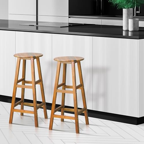 Deuba Barhocker 2er Set Akazie Sitzhöhe Massivholz - 2