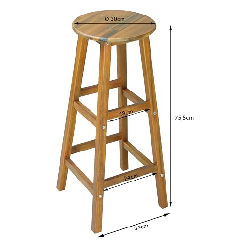 Deuba Barhocker 2er Set Akazie Sitzhöhe Massivholz - 3