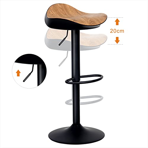 YOUTASTE Barhocker 2er Set, Bar Hocker Höhenverstellbar und Drehbar, Küche und Theke Hocker, mit PU-Oberfläche Sitz, Fußstütze und Metallrahmen (Holzähnliche Farbe) - 4