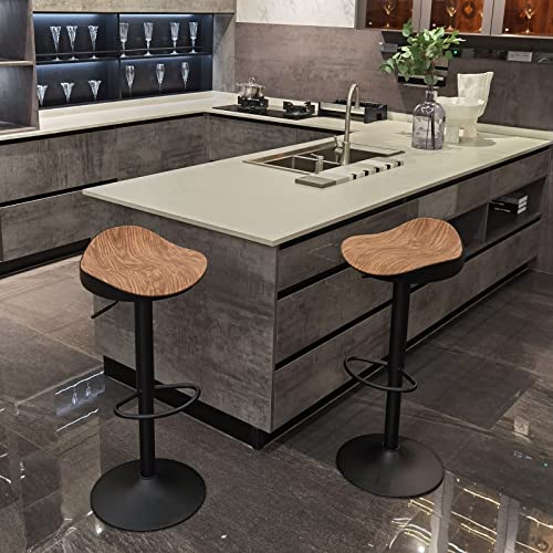 YOUTASTE Barhocker 2er Set, Bar Hocker Höhenverstellbar und Drehbar, Küche und Theke Hocker, mit PU-Oberfläche Sitz, Fußstütze und Metallrahmen (Holzähnliche Farbe) - 7