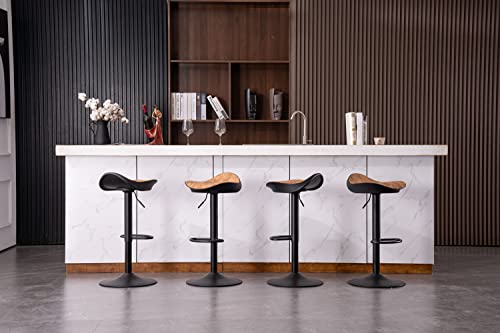 YOUTASTE Barhocker 2er Set, Bar Hocker Höhenverstellbar und Drehbar, Küche und Theke Hocker, mit PU-Oberfläche Sitz, Fußstütze und Metallrahmen (Holzähnliche Farbe) - 9