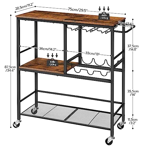 HOOBRO Servierwagen mit Rollen- Barwagen mit Weinregal - 6
