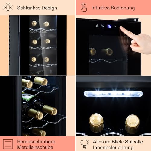 Klarstein Weinkühlschrank, Getränkekühlschrank Schmal für14 Flaschen - 5
