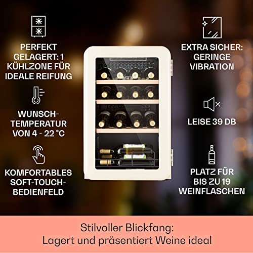 Klarstein Weinkühlschrank, Getränkekühlschrank Schmal, Kühlschrank mit Glastür, Getränkekühlschränke Freistehend, Weinkühlschrank Klein, Weinkühlschränke 1 Zone, UV-Schutz, 4-22 °C, 19 Flaschen - 2