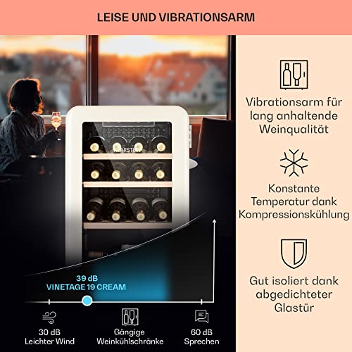 Klarstein Weinkühlschrank, Getränkekühlschrank Schmal, Kühlschrank mit Glastür, Getränkekühlschränke Freistehend, Weinkühlschrank Klein, Weinkühlschränke 1 Zone, UV-Schutz, 4-22 °C, 19 Flaschen - 4