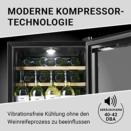 N8WERK Weinkühlschrank für bis zu 15 Flaschen Wein | Leise Kompressortechnologie|, freistehend, Temperaturbereich 4 °C - 18 °C, mit Thermoverglasung | LC-Display, LED-Beleuchtung - 3