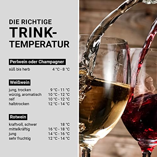 N8WERK Weinkühlschrank für bis zu 15 Flaschen Wein | Leise Kompressortechnologie|, freistehend, Temperaturbereich 4 °C - 18 °C, mit Thermoverglasung | LC-Display, LED-Beleuchtung - 7