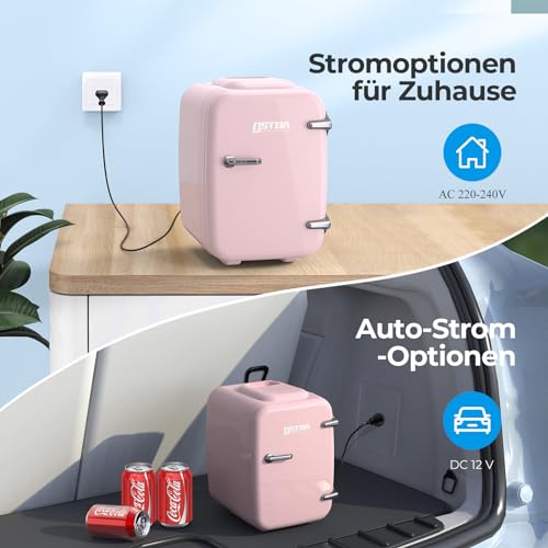 Tiastar Mini Tragbarer Kühlschrank 4 Liter für 6 Dosen Getränke in Rosa - 2