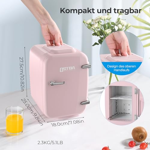 Tiastar Mini Tragbarer Kühlschrank 4 Liter für 6 Dosen Getränke in Rosa - 3