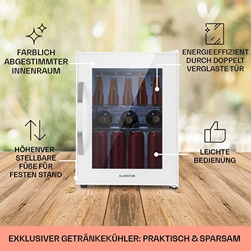 Klarstein Mini Kühlschrank mit Glastür, Mini-Kühlschrank für Zimmer, Getränkekühlschrank Klein mit Verstellbaren Ablagen, Kleiner Kühlschrank 33 Liter, Indoor/Outdoor Kühlschrank Leise - 5