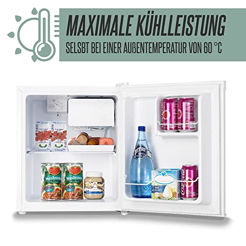 HEINRICHS Getränkekühlschrank 43L klein kompakt leise: 41db mit Gefrierfach Mini-Bar; Tisch-Kühlschrank; Mini Kühlschrank mit Gefrierfach; perfekt geeignet für Büro Camping Garten Outdoor (White) - 6