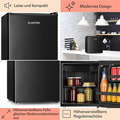 Klarstein Obsidian - Kühlschrank, Mini-Kühlschrank, Volumen: 48 Liter, innen und außen schwarz, 7 Kühlstufen, Eiswürfelform, Eisfach, Tropfschale, leise 42 dB, schwarz - 5