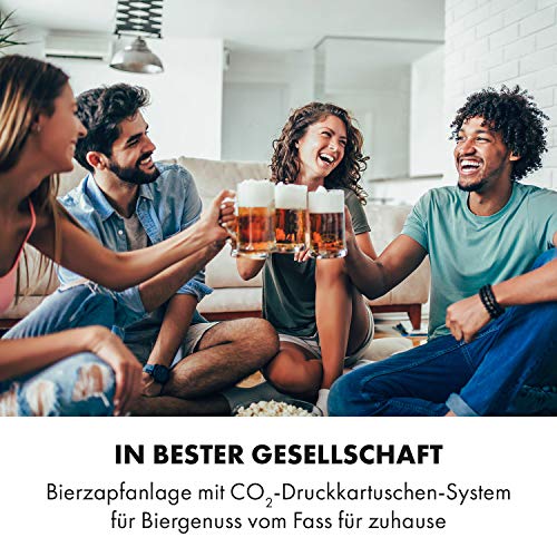 Klarstein Beerkules Bierzapfanlage Bierkühler - für alle 5 l Fässer mit und ohne Zapfsystem, Druckmittel: CO2, inkl. 3 Patronen, Kompressionskühlung: Kühltemperaturen von 2-12 °C, silber-schwarz - 2