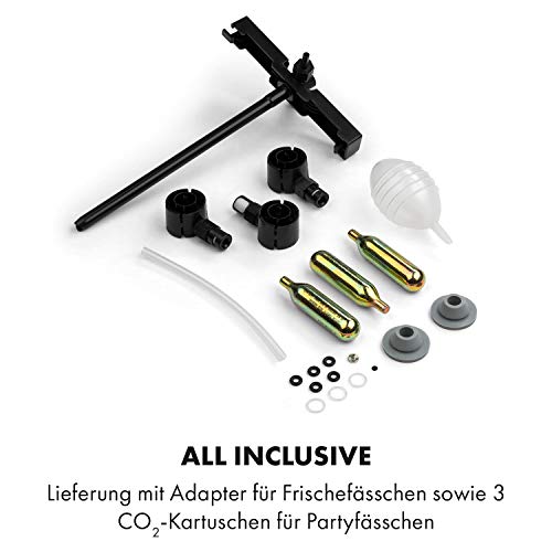 Klarstein Beerkules Bierzapfanlage Bierkühler - für alle 5 l Fässer mit und ohne Zapfsystem, Druckmittel: CO2, inkl. 3 Patronen, Kompressionskühlung: Kühltemperaturen von 2-12 °C, silber-schwarz - 9