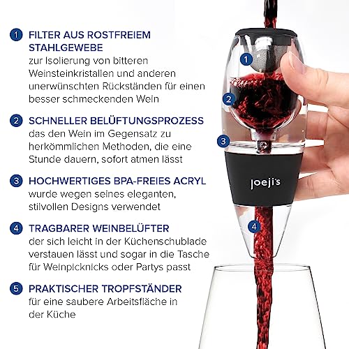 Weinbelüfter - Belüftungsdekanter für Weinliebhaber - Stilvoller Wein-Luftsprudler mit Tropfständer - sofortiger Weinfilter zum Entfernen von bitterkeit und oxygenieren Wein - 3