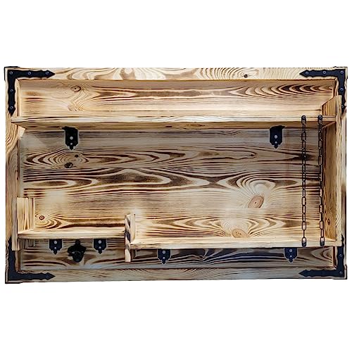 weeco Holzregal Hausbar zum Hängen - Handgemacht Rustikale Stil Wand Bar Flaschenregal Holz - Weinbar Regal Geschenk für männer - Hölzernes 3D-Bild Schnapsbar - 5