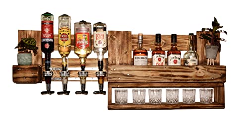 EXCLUSIV: Whiskyregal Wandbar Whiskeyregal rustikal Getränkespender Schnaps Gin Whiskey Whisky Palettenmöbel Schnapsregal Weinbar Wandregal Weinregal - 2