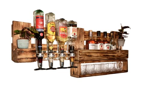EXCLUSIV: Whiskyregal Wandbar Whiskeyregal rustikal Getränkespender Schnaps Gin Whiskey Whisky Palettenmöbel Schnapsregal Weinbar Wandregal Weinregal - 3